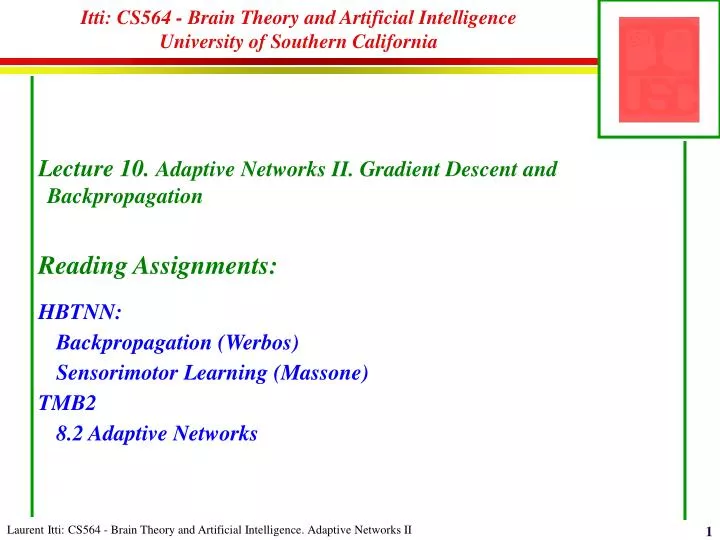 itti cs564 brain theory and artificial intelligence university of southern california