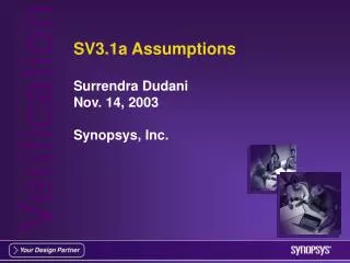 SV3.1a Assumptions