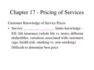 Chapter 17 - Pricing of Services