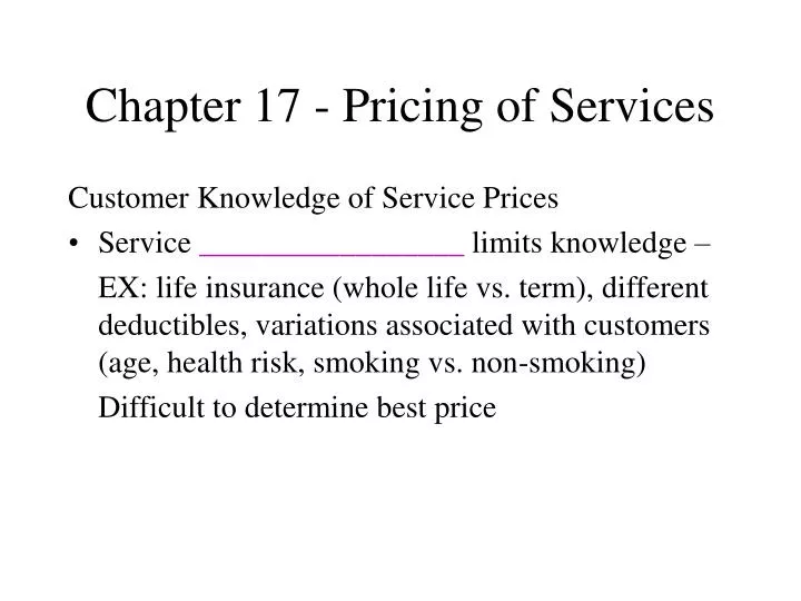 chapter 17 pricing of services