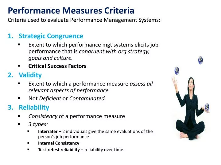 performance measures criteria criteria used to evaluate performance management systems