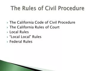 The Rules of Civil Procedure