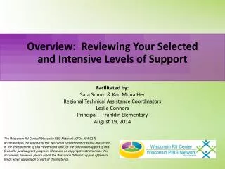 Overview: Reviewing Your Selected and Intensive Levels of Support