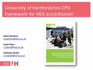 University of Hertfordshire CPD framework for HEA accreditation