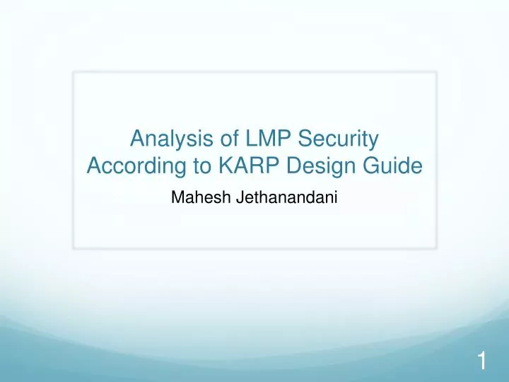 analysis of lmp security according to karp design guide