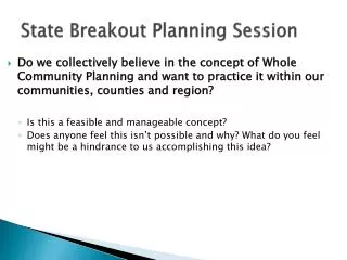 State Breakout Planning Session