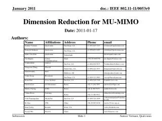 Dimension Reduction for MU-MIMO