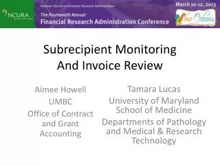 Subrecipient Monitoring And Invoice Review