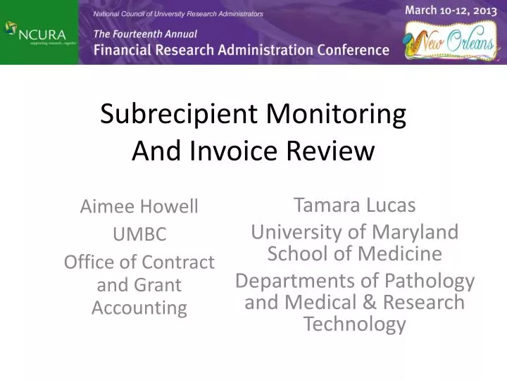 subrecipient monitoring and invoice review