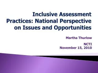 Inclusive Assessment Practices: National Perspective on Issues and Opportunities