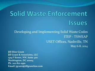 Solid Waste Enforcement Issues