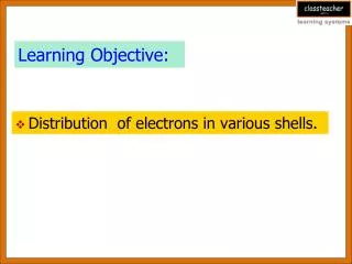 Distribution of electrons in various shells.