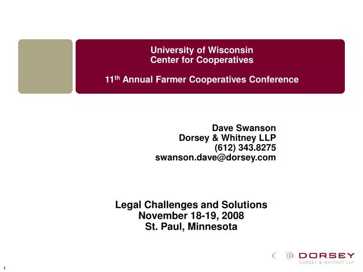 university of wisconsin center for cooperatives 11 th annual farmer cooperatives conference