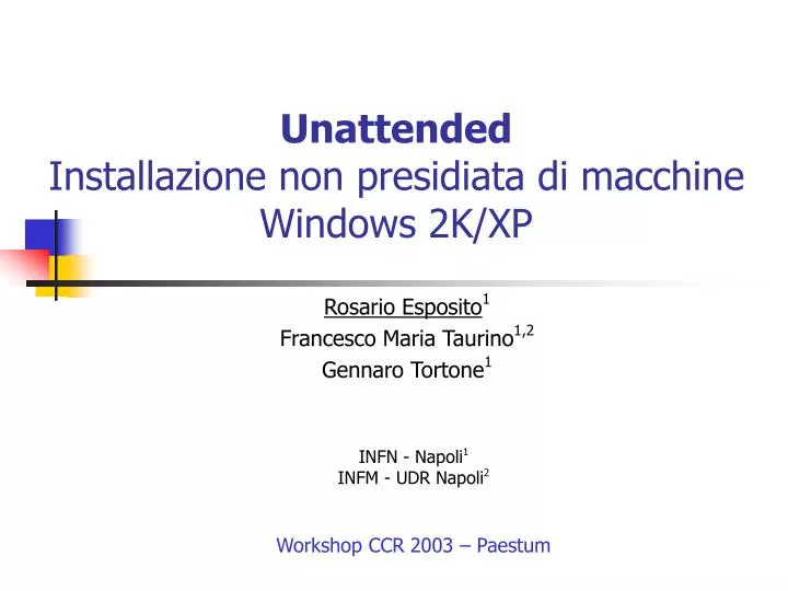 unattended installazione non presidiata di macchine windows 2k xp