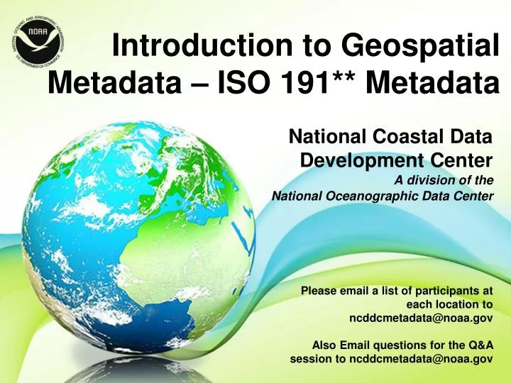 introduction to geospatial metadata iso 191 metadata