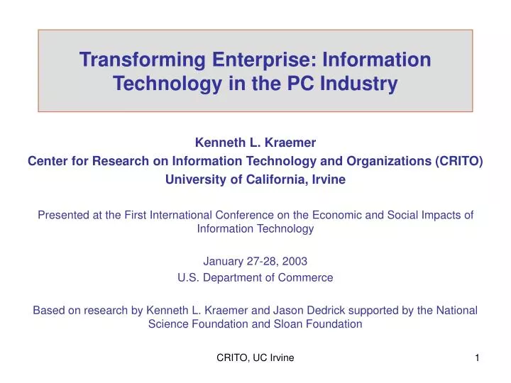 transforming enterprise information technology in the pc industry