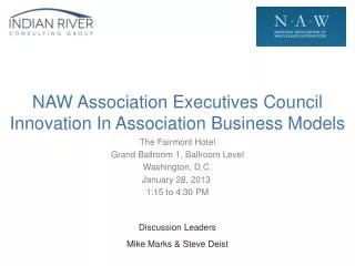 NAW Association Executives Council Innovation In Association Business Models