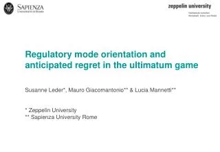 Regulatory mode orientation and anticipated regret in the ultimatum game
