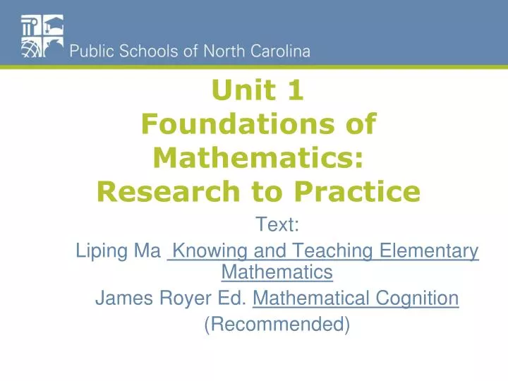 unit 1 foundations of mathematics research to practice