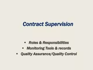Contract Supervision