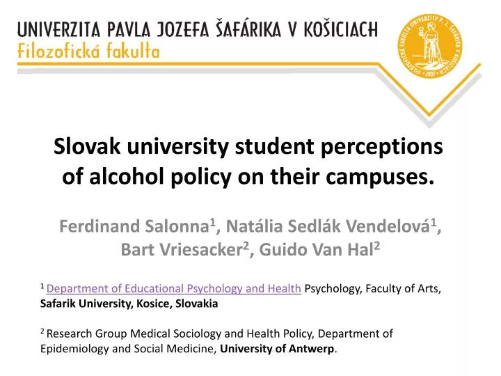 slovak university student perception s of alcohol policy on their campuses