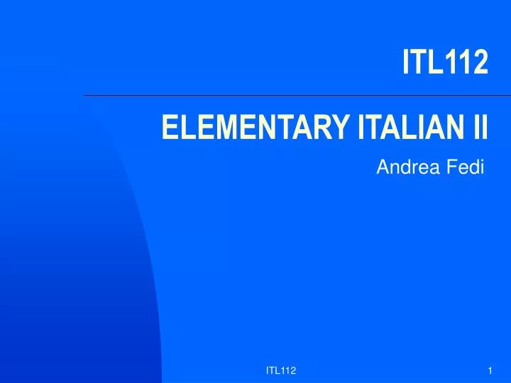 itl112 elementary italian ii