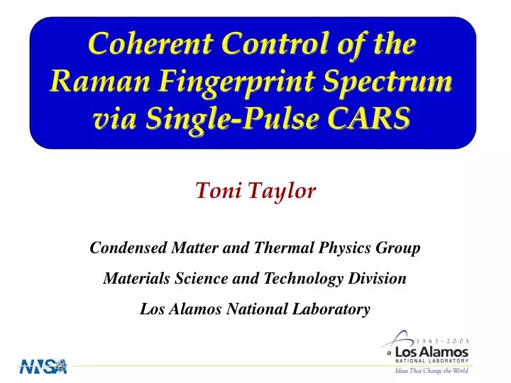 coherent control of the raman fingerprint spectrum via single pulse cars