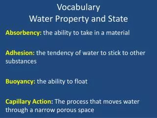 Vocabulary Water Property and State