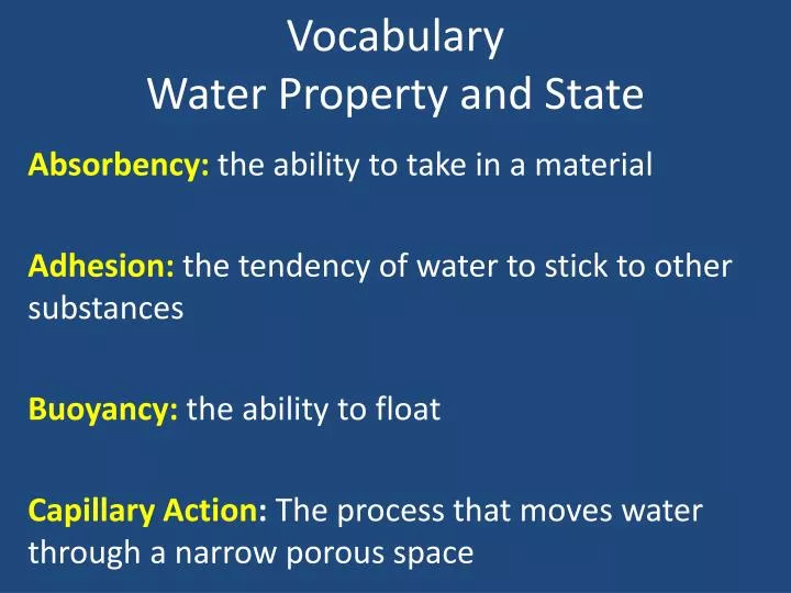 vocabulary water property and state