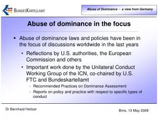 Abuse of dominance in the focus