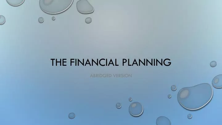 the financial planning
