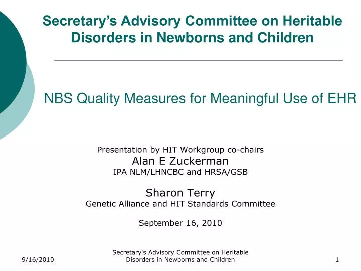 nbs quality measures for meaningful use of ehr