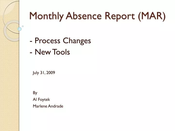 monthly absence report mar