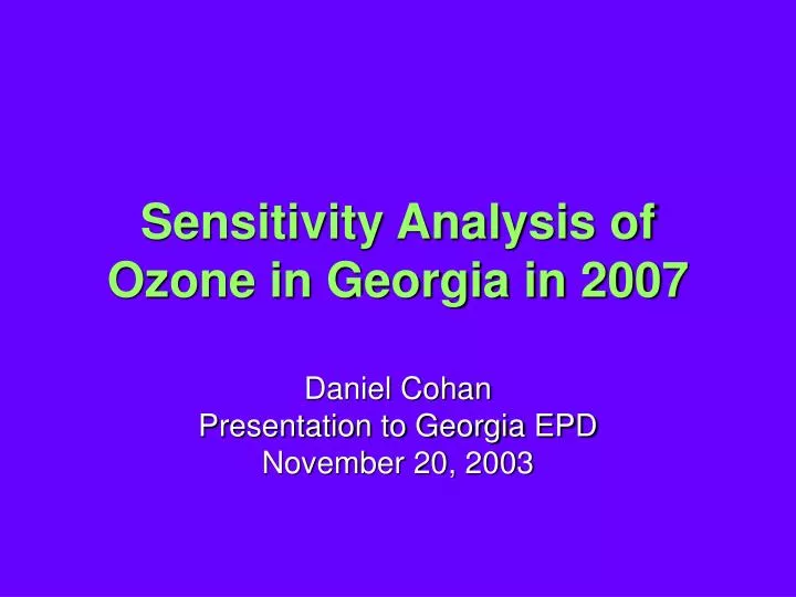 sensitivity analysis of ozone in georgia in 2007