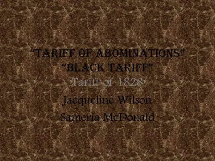 tariff of abominations black tariff tariff of 1828