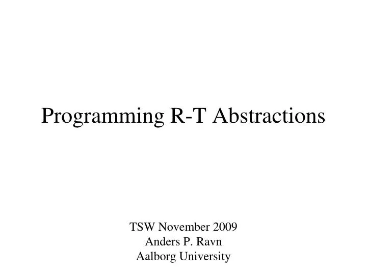 programming r t abstractions