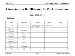 Overview on RBIR-based PHY Abstraction - slide 1
