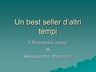 un best seller d altri tempi