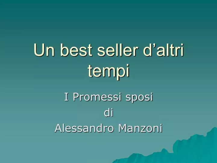 un best seller d altri tempi