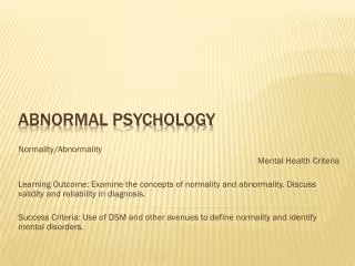 Abnormal Psychology