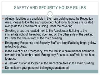 SAFETY AND SECURITY HOUSE RULES
