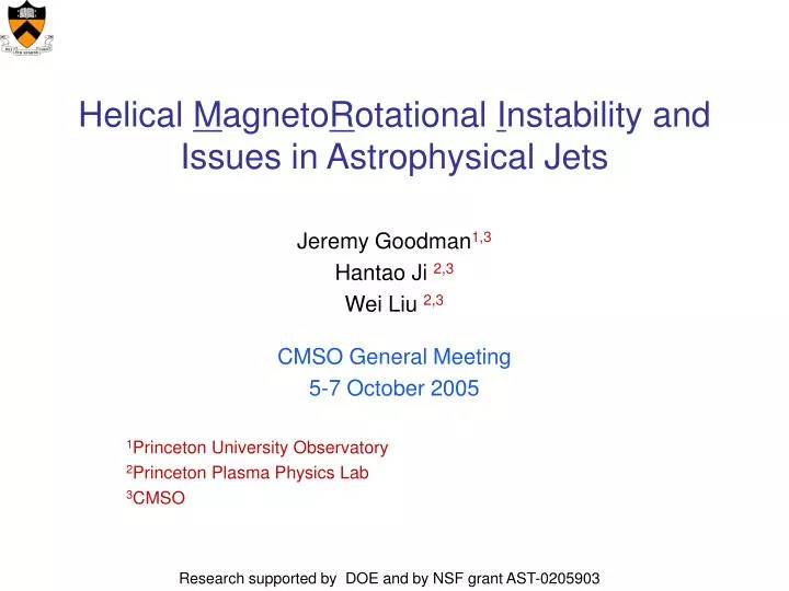 helical m agneto r otational i nstability and issues in astrophysical jets