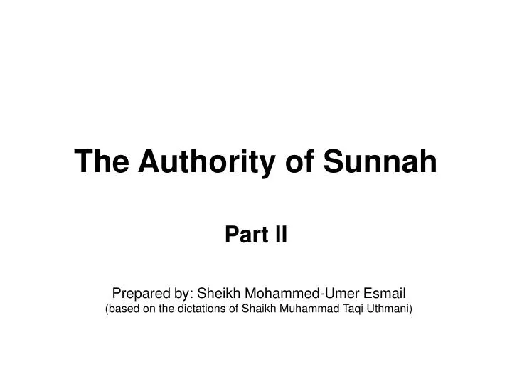 the authority of sunnah