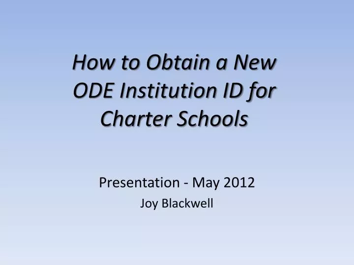 how to obtain a new ode institution id for charter schools