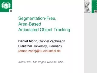 Segmentation-Free, Area-Based Articulated Object Tracking