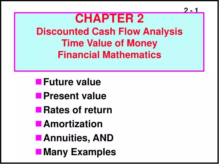 chapter 2 discounted cash flow analysis time value of money financial mathematics