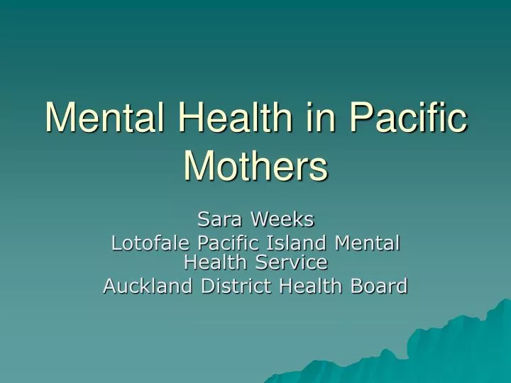 mental health in pacific mothers