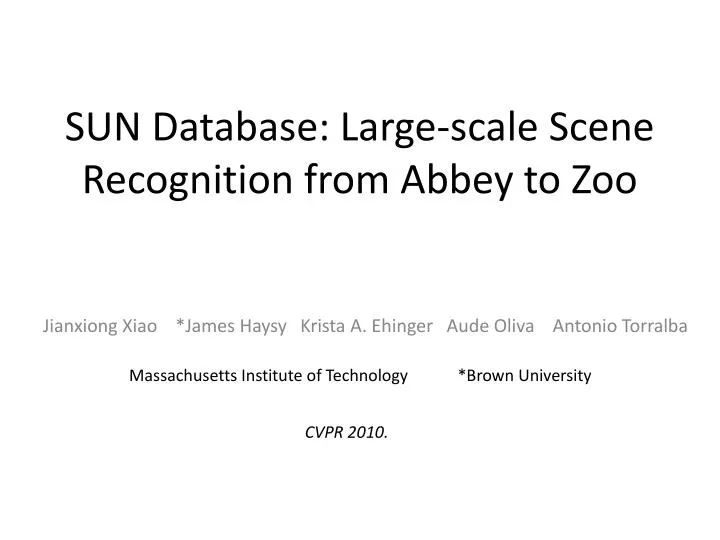 sun database large scale scene recognition from abbey to zoo