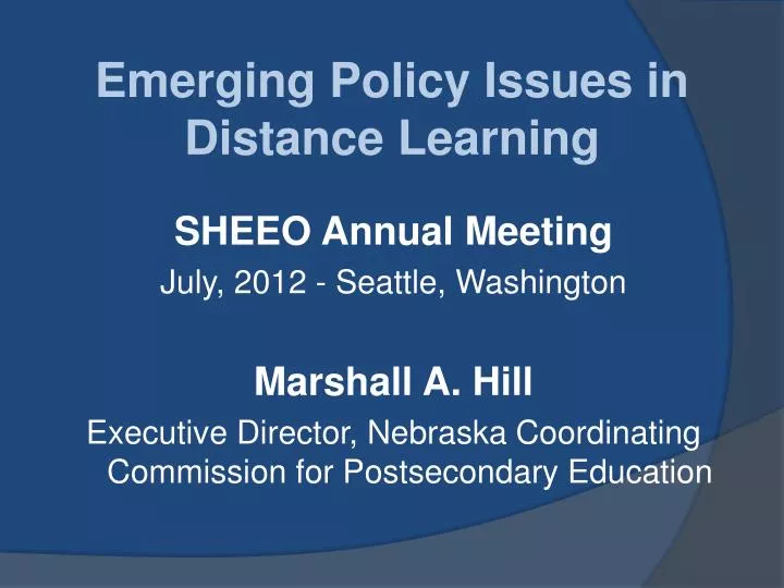 emerging policy issues in distance learning