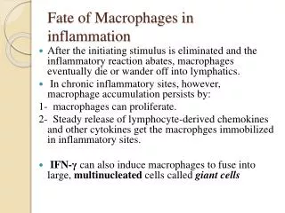 Fate of Macrophages in inflammation